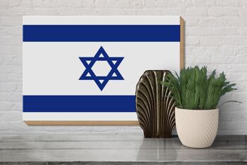 Panneau en bois drapeau d'Israël 30x20cm Drapeau d'Israël 3