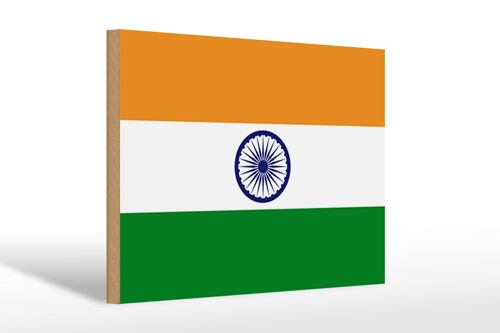 Holzschild Flagge Indiens 30x20cm Flag of India