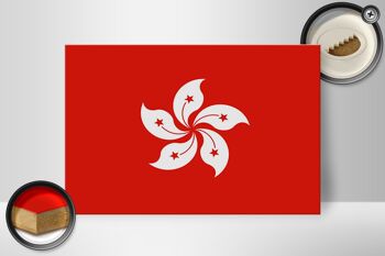 Panneau en bois drapeau de Hong Kong 30x20cm Drapeau de Hong Kong 2