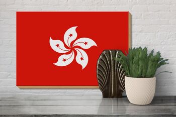 Panneau en bois drapeau de Hong Kong 30x20cm Drapeau de Hong Kong 3