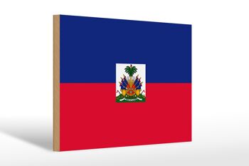 Panneau en bois drapeau d'Haïti 30x20cm Drapeau d'Haïti 1
