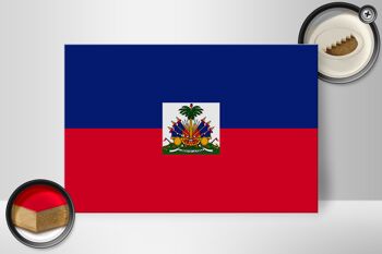 Panneau en bois drapeau d'Haïti 30x20cm Drapeau d'Haïti 2