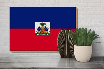 Panneau en bois drapeau d'Haïti 30x20cm Drapeau d'Haïti 3
