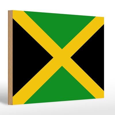 Letrero de madera bandera de Jamaica 30x20cm Bandera de Jamaica
