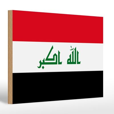 Letrero de madera bandera Irak 30x20cm Bandera de Irak