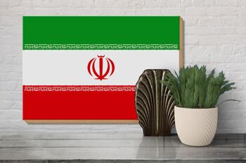 Panneau en bois drapeau Iran 30x20cm Drapeau de l'Iran 3