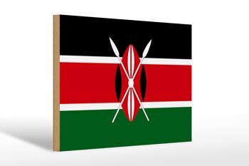 Panneau en bois drapeau du Kenya 30x20cm Drapeau du Kenya 1