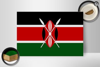 Panneau en bois drapeau du Kenya 30x20cm Drapeau du Kenya 2