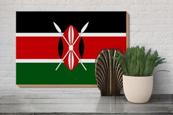 Panneau en bois drapeau du Kenya 30x20cm Drapeau du Kenya 3