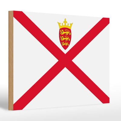 Letrero de madera bandera de Jersey 30x20cm Bandera de Jersey