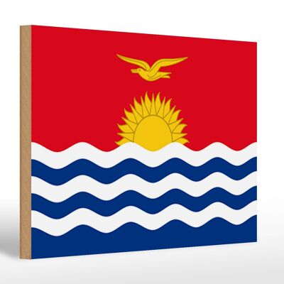 Letrero de madera bandera de Kiribati 30x20cm Bandera de Kiribati