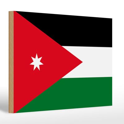 Letrero de madera bandera de Jordania 30x20cm Bandera de Jordania