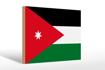 Panneau en bois drapeau de la Jordanie 30x20cm Drapeau de la Jordanie 1