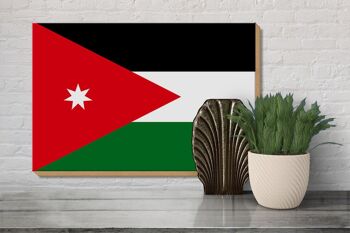 Panneau en bois drapeau de la Jordanie 30x20cm Drapeau de la Jordanie 3