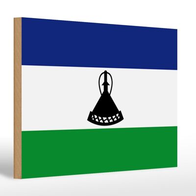 Letrero de madera bandera de Lesoto 30x20cm Bandera de Lesoto