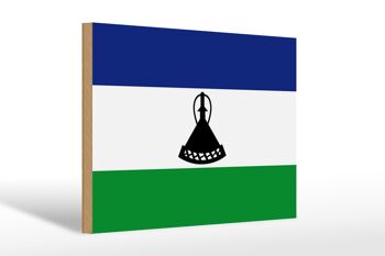 Panneau en bois drapeau du Lesotho 30x20cm Drapeau du Lesotho 1