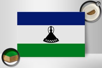 Panneau en bois drapeau du Lesotho 30x20cm Drapeau du Lesotho 2