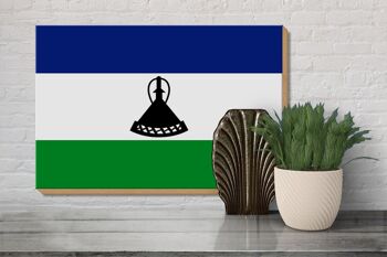Panneau en bois drapeau du Lesotho 30x20cm Drapeau du Lesotho 3