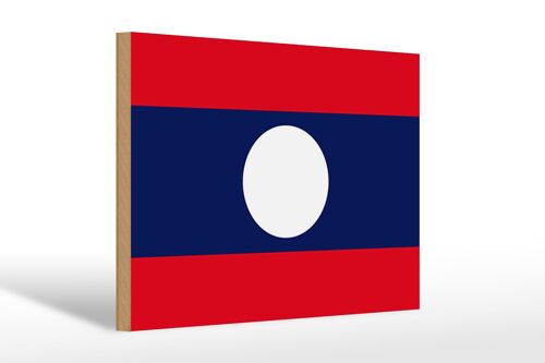 Holzschild Flagge Laos 30x20cm Flag of Laos