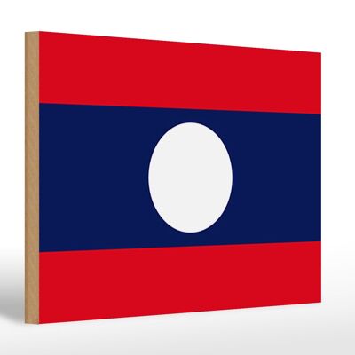 Letrero de madera bandera Laos 30x20cm Bandera de Laos