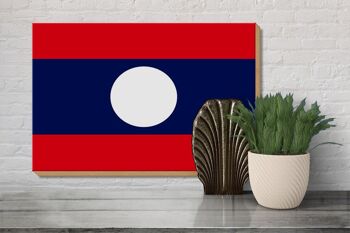 Panneau en bois drapeau Laos 30x20cm Drapeau du Laos 3