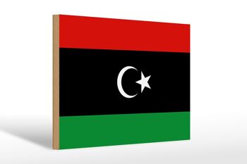 Panneau en bois drapeau de la Libye 30x20cm Drapeau de la Libye 1