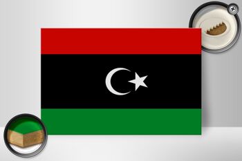 Panneau en bois drapeau de la Libye 30x20cm Drapeau de la Libye 2