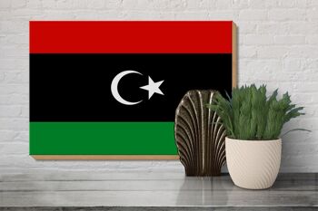 Panneau en bois drapeau de la Libye 30x20cm Drapeau de la Libye 3