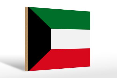 Holzschild Flagge Kuwaits 30x20cm Flag of Kuwait