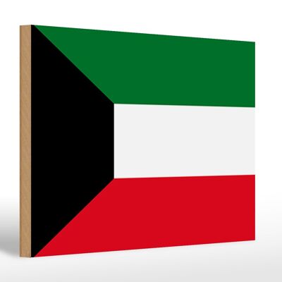 Cartello in legno bandiera del Kuwait 30x20cm Bandiera del Kuwait