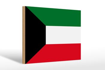 Panneau en bois drapeau du Koweït 30x20cm Drapeau du Koweït 1