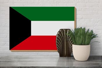 Panneau en bois drapeau du Koweït 30x20cm Drapeau du Koweït 3