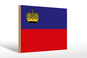 Panneau en bois drapeau Liechtenstein 30x20cm Drapeau Liechtenstein 1