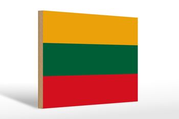 Panneau en bois drapeau de la Lituanie 30x20cm Drapeau de la Lituanie 1