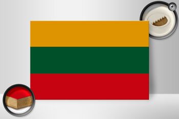 Panneau en bois drapeau de la Lituanie 30x20cm Drapeau de la Lituanie 2