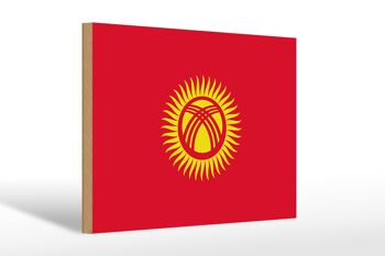 Panneau en bois drapeau du Kirghizistan 30x20cm Drapeau du Kirghizistan 1