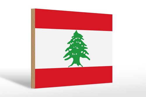 Holzschild Flagge Libanon 30x20cm Flag of Lebanon