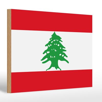 Letrero de madera bandera Líbano 30x20cm Bandera del Líbano