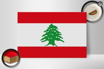 Panneau en bois drapeau Liban 30x20cm Drapeau du Liban 2