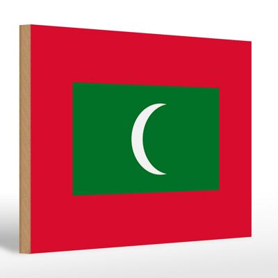 Letrero de madera bandera Maldivas 30x20cm Bandera de Maldivas