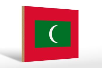Panneau en bois drapeau Maldives 30x20cm Drapeau des Maldives 1