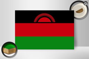 Panneau en bois drapeau du Malawi 30x20cm Drapeau du Malawi 2