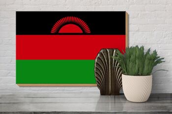 Panneau en bois drapeau du Malawi 30x20cm Drapeau du Malawi 3