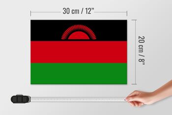 Panneau en bois drapeau du Malawi 30x20cm Drapeau du Malawi 4