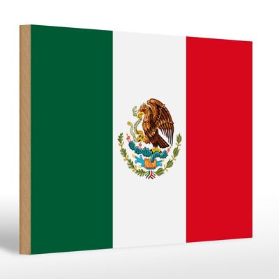 Letrero de madera Bandera de México 30x20cm Bandera de México
