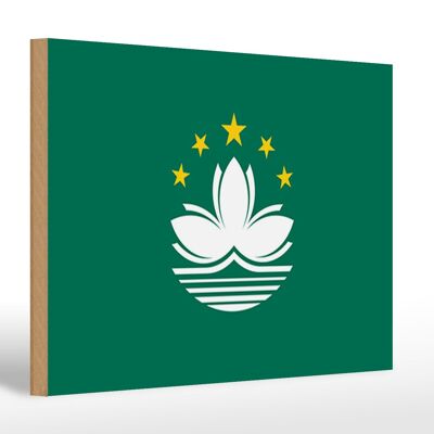 Letrero de madera Bandera de Macao 30x20cm Bandera de Macao