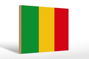 Panneau en bois drapeau du Mali 30x20cm Drapeau du Mali 1