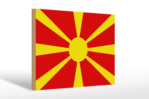 Holzschild Flagge Mazedoniens 30x20cm Flag of Macedonia