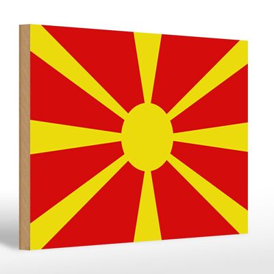 Letrero de madera Bandera de Macedonia 30x20cm Bandera de Macedonia