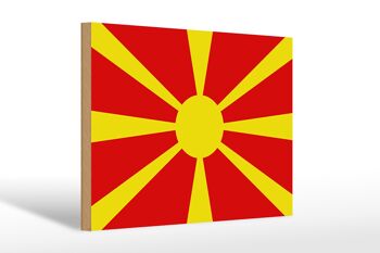 Panneau en bois drapeau de la Macédoine 30x20cm Drapeau de la Macédoine 1